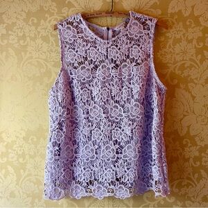 Nanette Lepore Lavender Floral Lace Sleeveless Shell / Tank Top